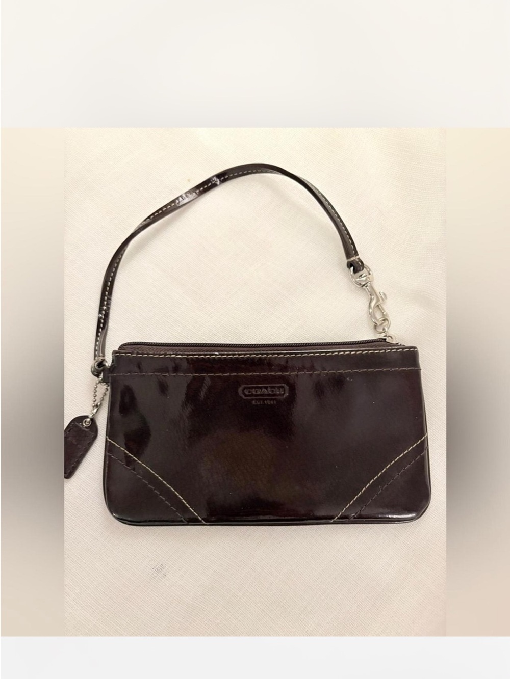 Coach Brown Patent Leather Wristlet Strap